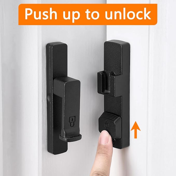 2 Packs Matte Black 90 Degree Barn Door Lock,Flip Gate Latches Hardware | Zinc Alloy Door Lock,Right Angle Door Lock Latch,Sliding Door Latches,for bedroom,drawer,pet enclosures,cabinet,garage,window - Image 3