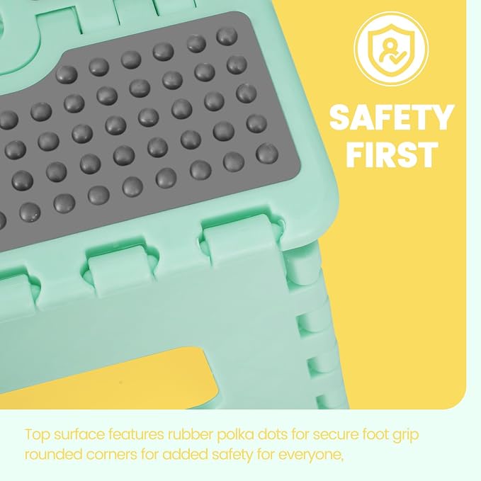 9 Inch Folding Step Stool 300 LB Capacity Non Slip Foot Stool with Handle Plastic Foldable Step Stools for Kids Stepping Stool for Bathroom Black Small Step Stool (1 PC Teal) | Heavy Duty Foldable Stools, Lightweight, Holds 300 lb, for Toddler Kitchen ... - Image 3