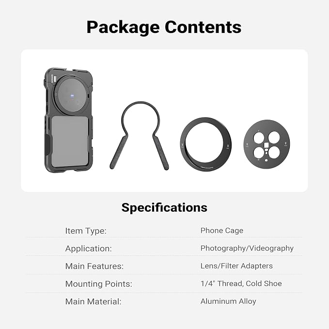 NEEWER X200 Ultra Phone Cage, Quick Release Video Rig Stabilizer for Vlogging Filming Recording with 67mm Filter Ring 17mm Lens Backplate Filter Wrench Compatible with VIVO X200 Ultra, PA146 (Black) - Image 7
