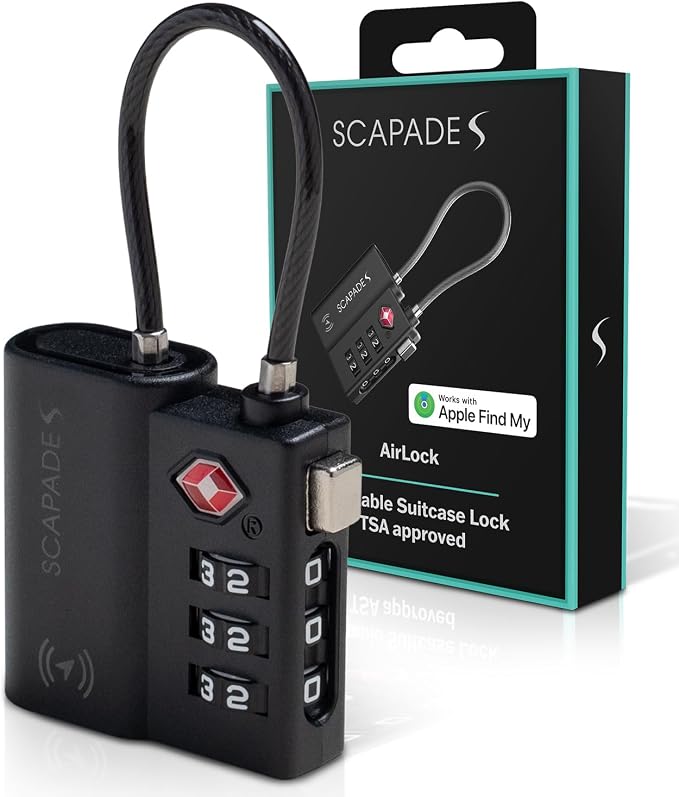 Scapade AirLock – TSA Approved Smart Suitcase Lock with Apple Find My Tracking, USB-C Rechargeable Battery, Ultra-Resistant Travel Lock for Carry-On & Checked Luggage by Unknown