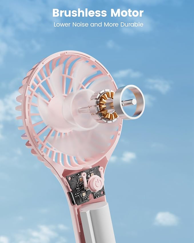 Edvision Portable Mini Fan - Powerful Personal Handheld Fan with 3 Speeds, Cute and Small, USB Rechargeable for Travel/Lash/Makeup/Outdoor/Home-2 Pack - Image 4