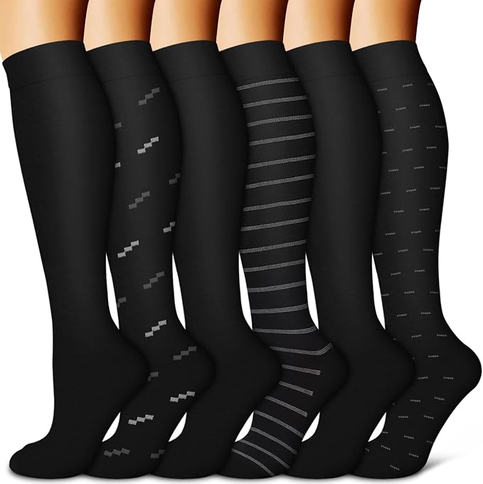Copper Compression Socks for Women & Men (6 pairs) - Best Support for Nurses, Running, Hiking, Recovery by BLUEENJOY