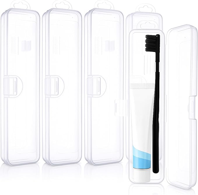 5 Pieces Portable Travel Toothbrush Case, Travel Toothbrush Holder Hard Plastic Dust Proof Container Toothpaste Box Holder, Clear by Patelai