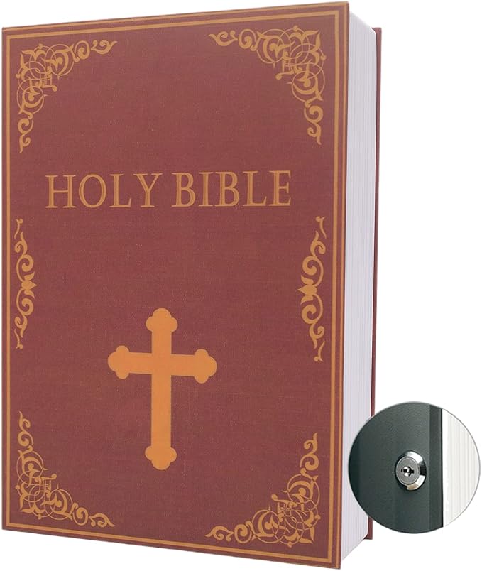 Large Diversion Book Safe Storage Box (Size 10.5"×8"×2.6") With Security Key Lock, Dictionary Secret Hidden Safe (Bible-Key) by PACOLO