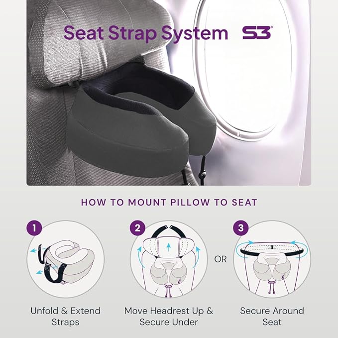 Cabeau Evolution S3 Travel Pillow – Straps to Airplane Seat – Ensures Your Head Won’t Fall Forward – Relax with Plush Memory Foam – Quick-Dry Fabric Keeps You Cool and Dry (Indigo)… - Image 4