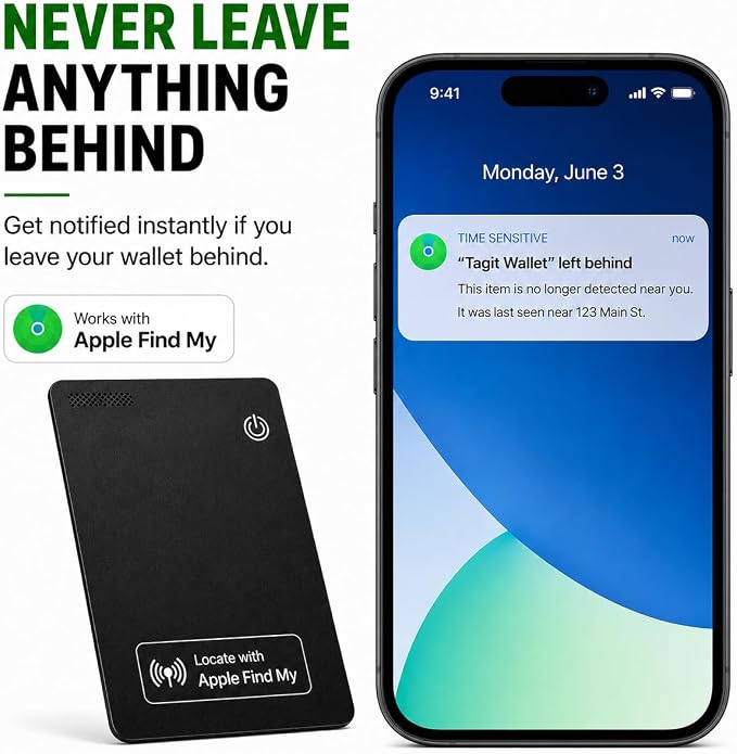 Wallet Tracker Card (2 Pack) - Apple MFi Certified, Works with Apple Find My (iOS Only), Rechargeable Slim Tracking Card & Finder, 6-Month Battery, Item Locator for Purse, Luggage, Passport - Image 6