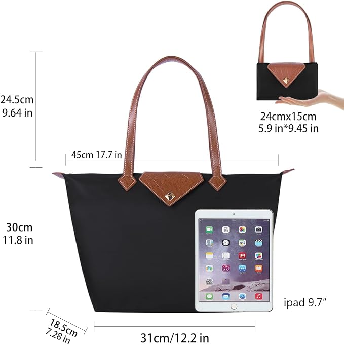 Women Tote Bag,Stylish Waterproof Nylon Ladies Shoulder Bag, Folding Beach Travel Bag for Work,Shopping, Large - Image 5