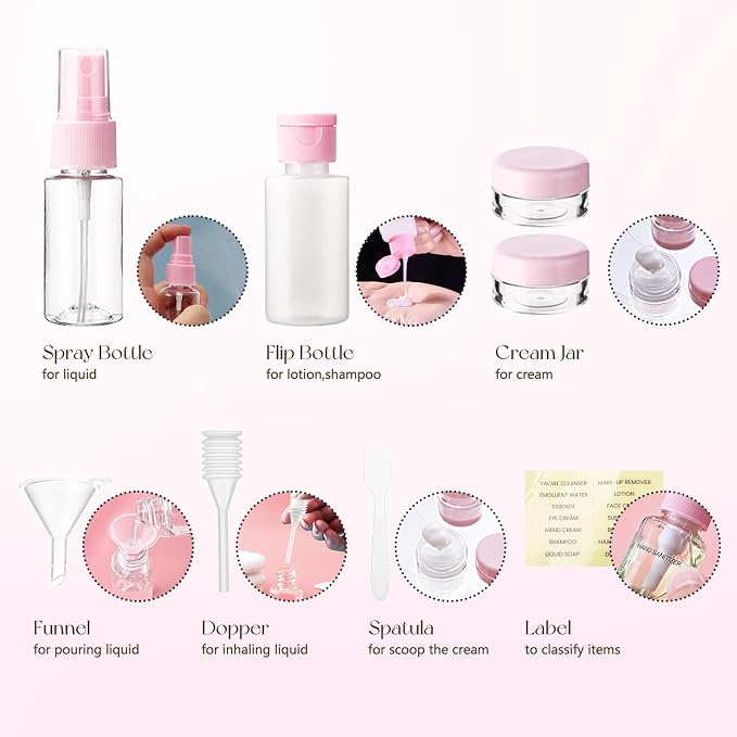 SNAIL GARDEN 13-Piece Travel Bottle Set, Leak Proof Silicone Traveling Containers for Toiletries, Travel Bottle Kit for Lotion Liquid Shampoo Cosmetic - Image 3