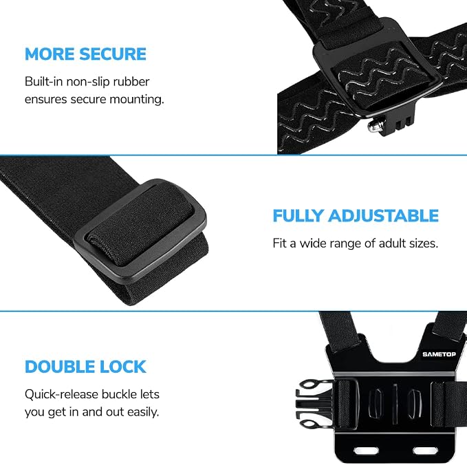 Head Strap Mount Chest Harness Mount Chesty Kit for GoPro | for Go Pro Hero 13 12 11 10 9 8 7 6 5 4 Session Max Mission DJI Osmo Action Cameras - Image 2