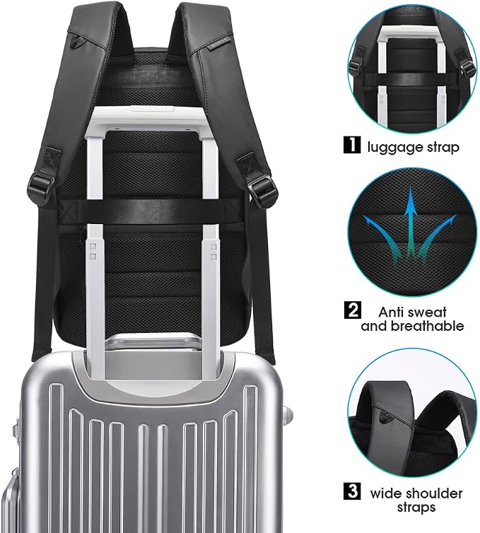 BANGE Business Laptop Backpack Fit for 15.6 INCH,Travel Backpack with USB Charging Port,Men Travel Backpack with Water Bottle Holder for Men and Women… - Image 6