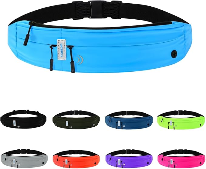 WATERFLY Running Belt Fanny Pack:Phone Holder Belt for Men Women | Lightweight, Soft and breathable fabric,SBS zipper, adjustable waist belt, Zero bounce, Suitable for running workout Fitness by Waterfly