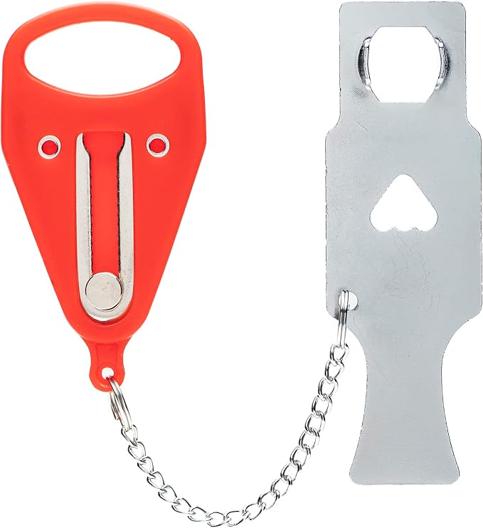 Portable Door Lock for Women & Travel Safety - Heavy Duty Portable Lock Perfect for AirBnb's, Hotels, Apartments, Hostels, Dormitories (Red, Single Hole) - Image 4