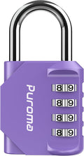 Puroma 1 Pack Combination Lock Locker 4 Digits Combo Padlock Gym Purple | For School Gate Fence Toolbox Hasp Storage, Outdoor, Resettable, Weatherproof, Side Window, Crack Cut Resist, Hardened Steel by Puroma