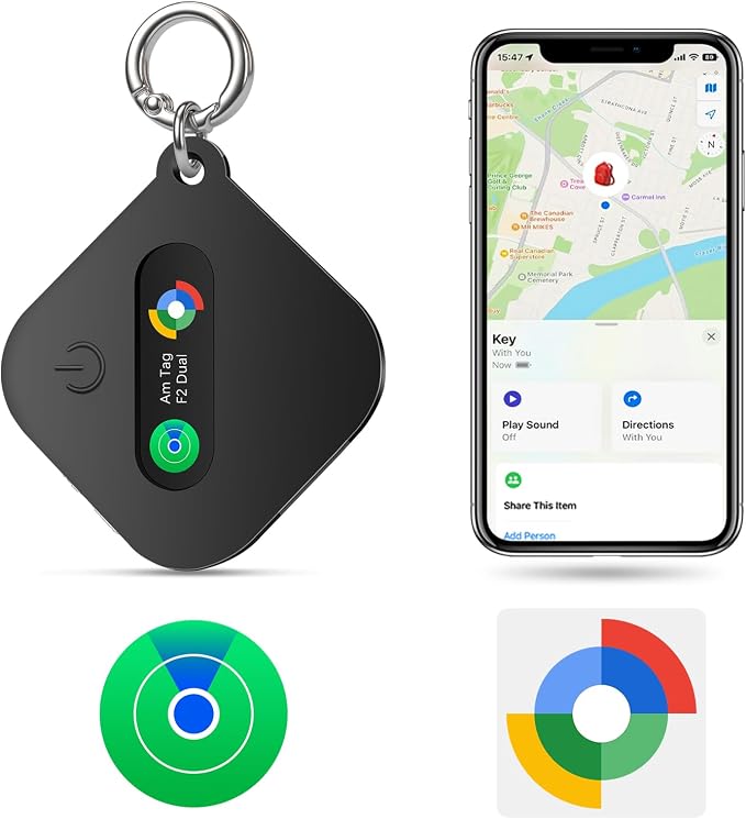 Dual System Bluetooth Tracker for iOS or Android-1Packs, Compatible with Apple Find My (iOS) & Google's Find Hub(Android) for Smart Tracking Tag/Key Finder/Luggage Tracker by eMjollRay