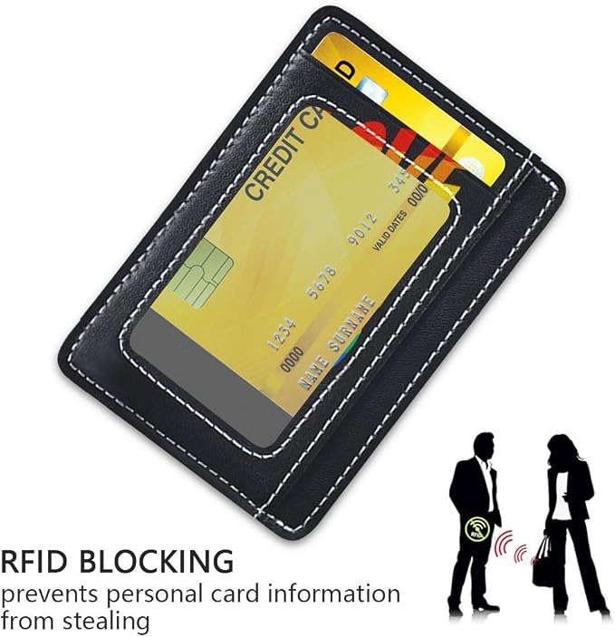Front Pocket Minimalist Leather Slim Wallet Credit Card Holder Love Wins Pride Rainbow for Men & Women - Image 3