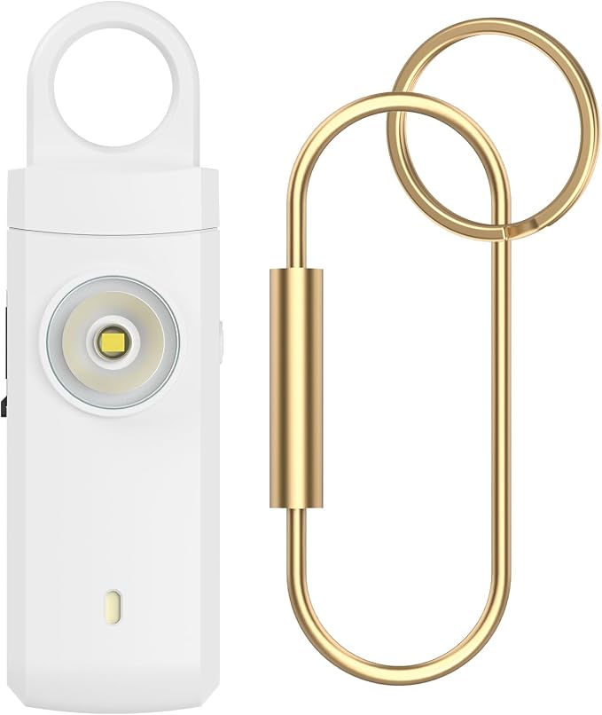 Rechargeable Personal Alarm for Women - Christmas Birthday Gifts for Women, Daughter, College Student, Teen Girl, Elders, Kids, Siren Alarm, Safety Keychain, USB Charging, White by ANKOSHUN