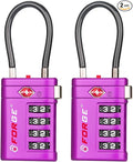 Forge TSA Approved Luggage Locks 4 Digit Combination TSA Travel Locks with TSA008, Open Alert Indicator, Zinc Alloy Body for Luggage, Suitcase, Backpack, and More. Purple 2 Locks. by Forge