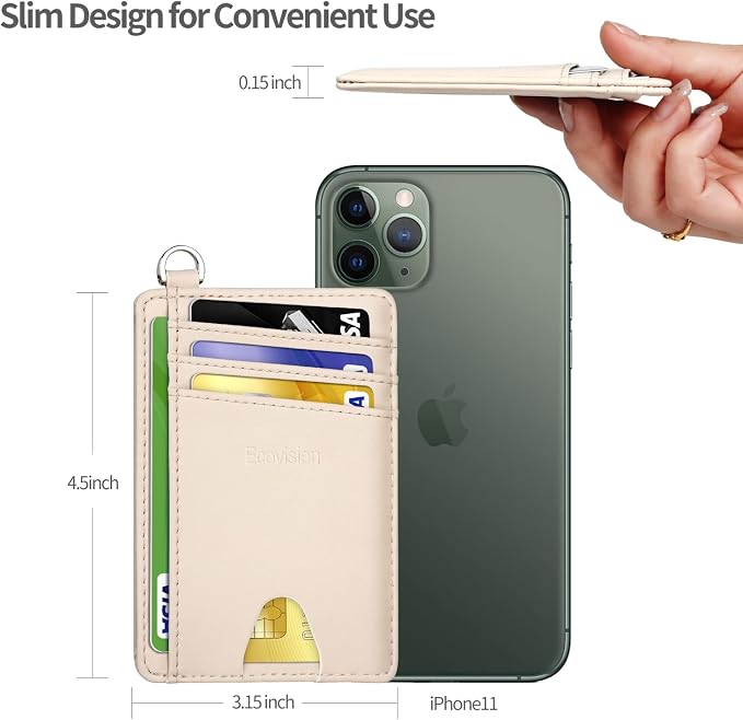 Slim Minimalist Front Pocket Wallet, RFID Blocking Credit Card Holder Wallet with Detachable D-Shackle for Men Women - Image 7