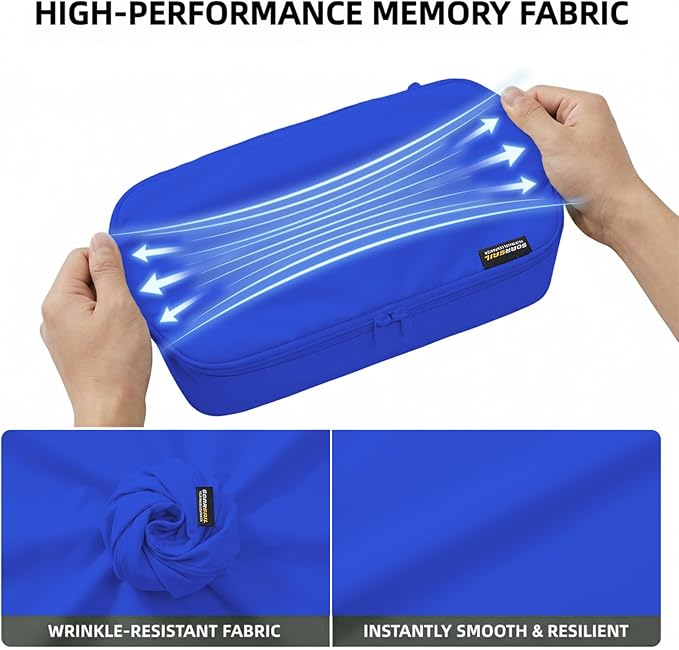 4 Piece Compression Packing Cubes for 3–7 Day Travel, Dark Blue | Wrinkle-Resistant Memory Fabric, Breathable Mesh Panel, Double-Zipper, Small to Large Size Bag, Smart Organization - Image 4