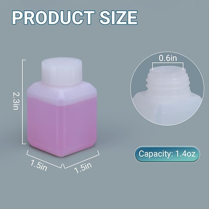 1.4oz/40ml Leak Proof Plastic Bottles with Caps for Liquids Sample, Reusable Small Bottles Containers for Travel, Camping and Hiking (Translucent, 10 Pcs) - Image 9