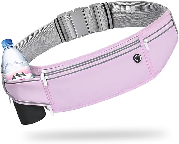 Slim Running Belt for Women Men,Runners Fanny Pack Phone Holder,Money Belt,Running Gear Accessories,with 3 Pockets (Jet Purple) by Unknown