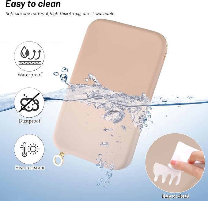 Travel Zipper Makeup Brushes Bag Silicone Large Makeup Brush Holder Women Pouch Case for Daily, Work, Essentials（Khaki） - Image 4