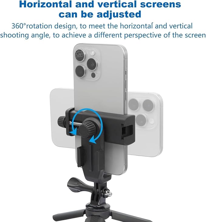 Suptig Phone Holder for Tripod, Action Camera Tripod Mount Adapter Compatible for iPhone, Gopro, DJI Action, Insta 360, Akaso, Mic, LED Light Photography Accessories - Image 2
