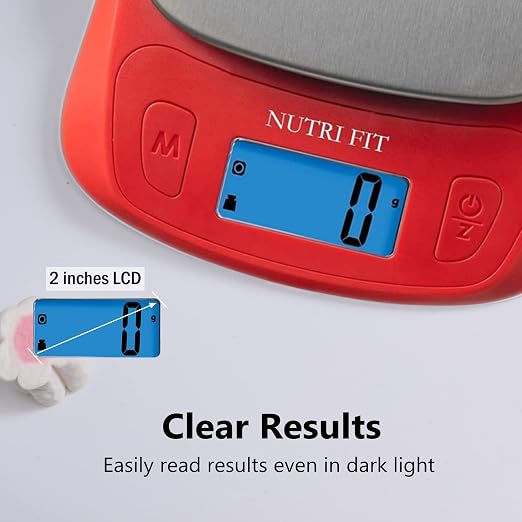 Ultra Slim Food Scale Digital Kitchen Scales Weight Grams Oz Red | Stainless Steel Panel, 1g Increment, Max 11lbs, Backlit Screen, High Precision, Coffee Making, Meal Prep, Include Batteries - Image 5