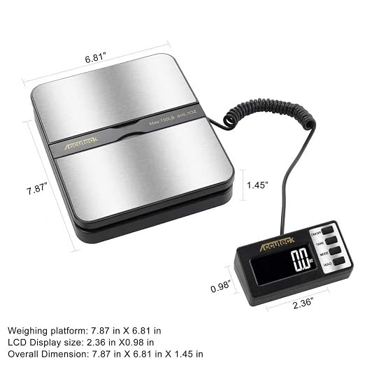 ACCUTECK 8680 High Capacity 150Lbs High Accuracy 0.1OZ Digital Postal Scale with Remote Display, Batteries and USB Cable and AC Adapter Included (Stainless Steel) - Image 2