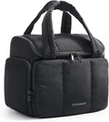 BAGSMART Travel Toiletry Bag for Women with Puffy Water-Resistant Fabric, Roomy Makeup Bag Organizer for Travel-Sized Toiletries & Accessories, Black by BAGSMART