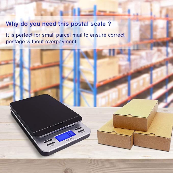 Fuzion Shipping Scale, Accurate Digital Postal Scale 86 lb/0.1 oz | Hold and Tare Function, Package Scale, Postage Scale for Packages and Mailing, LCD Display, Battery and AC Adapter Included - Image 7