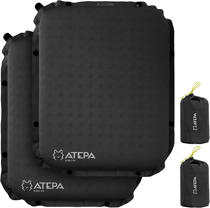 ATEPA Inflatable Seat Cushion | 2" & 2.5" Foam Core Seat Pad, Self Inflating, Compact, Stadium, Airplane, Travel, Camping, Hiking, Sports events by ATEPA