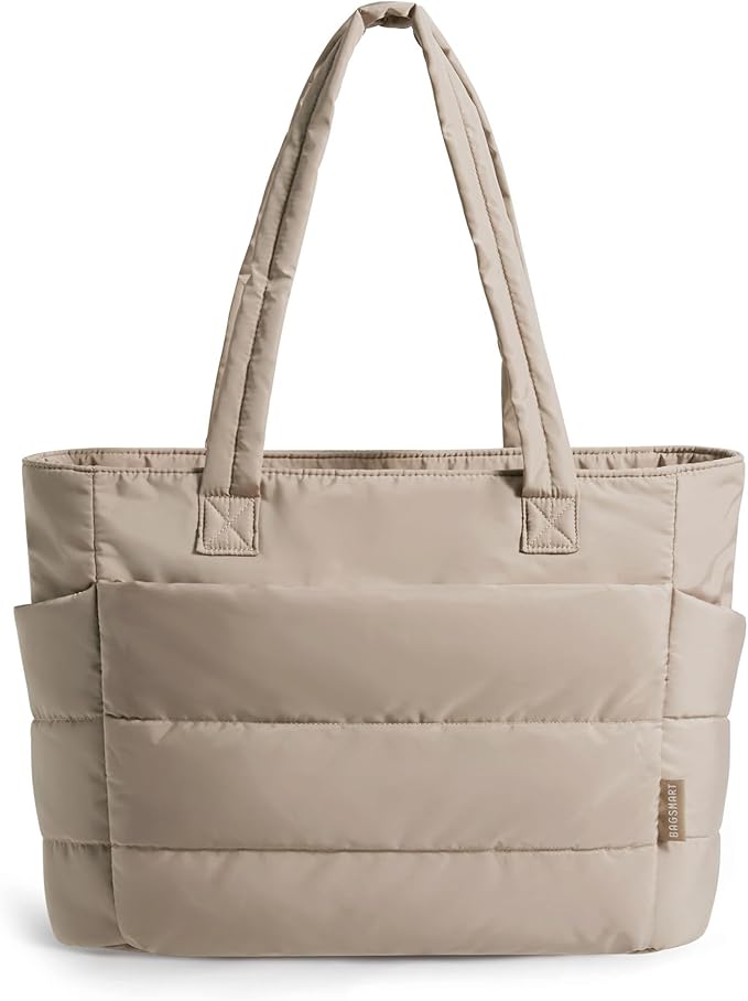 BAGSMART Tote Bag for Women, Lightweight Puffy Tote Bag with Compartments Shoulder Bag Handbag for Travel, Work, Gym | Lightweight by BAGSMART