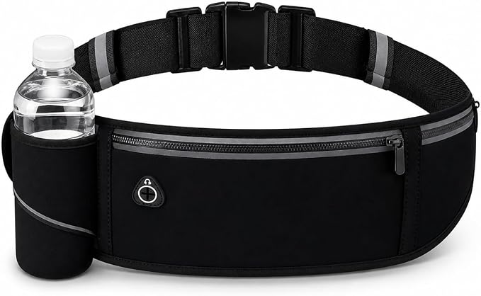 Slim No-Bounce Running Belt - Waterproof Exercise Waist Pack for Marathons, Hiking & Dog Walking - Hidden Travel Money Belt for Phones by Unknown