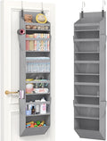 Lifewit 1 Pack Over the Door Organizer, 6 Section Clear Window Hanging Storage with 4 Side Pockets, Sturdy Anti Tilt 40 lbs Load Behind Door for Closet, Bedroom, Bathroom, Nursery, Dorm, Gray by Lifewit