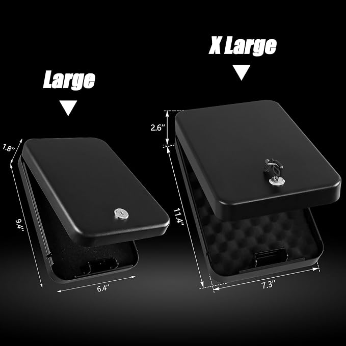 Portable Handgun Pistol Gun Safe Lock Box for Car, Travel & Home | Secures handgun storage, key-lock access, steel build, 11.4” x 7.3“ x 2.6”, for car, home, travel, gun owners - Image 3