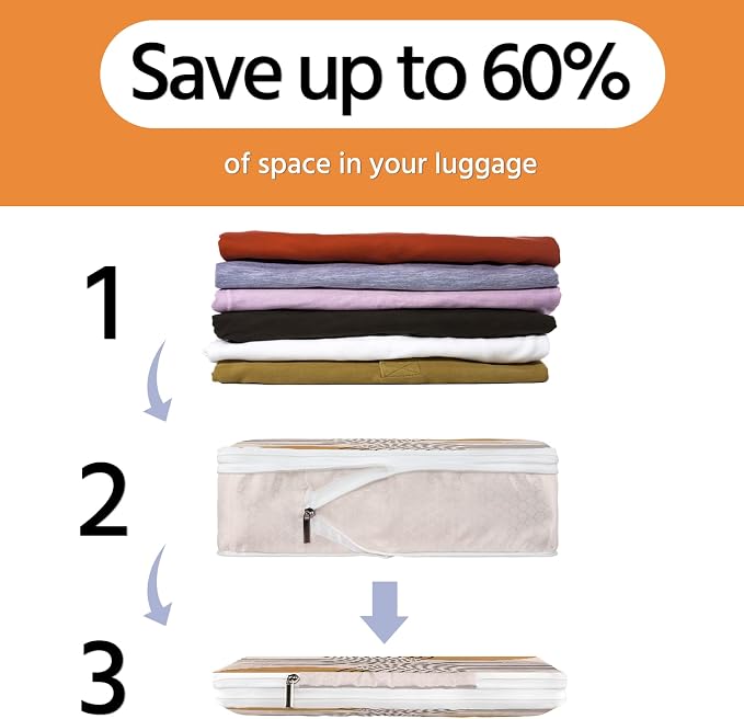 6 Pcs Compression Packing Cubes Waterproof Suitcase Travel Bag Luggage Backpack Organizer Travel Cubes for Packing-Bohemian - Image 6