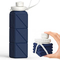 BEAUTAIL Collapsible Water Bottles 21oz/610mL, Silicone Travel Water Bottle | BPA Free, Leakproof & Reusable, Foldable Water Bottle for Traveling, Hiking, Gym, School, Sports, Outdoor, 1-Pack, Dark Blue by BEAUTAIL