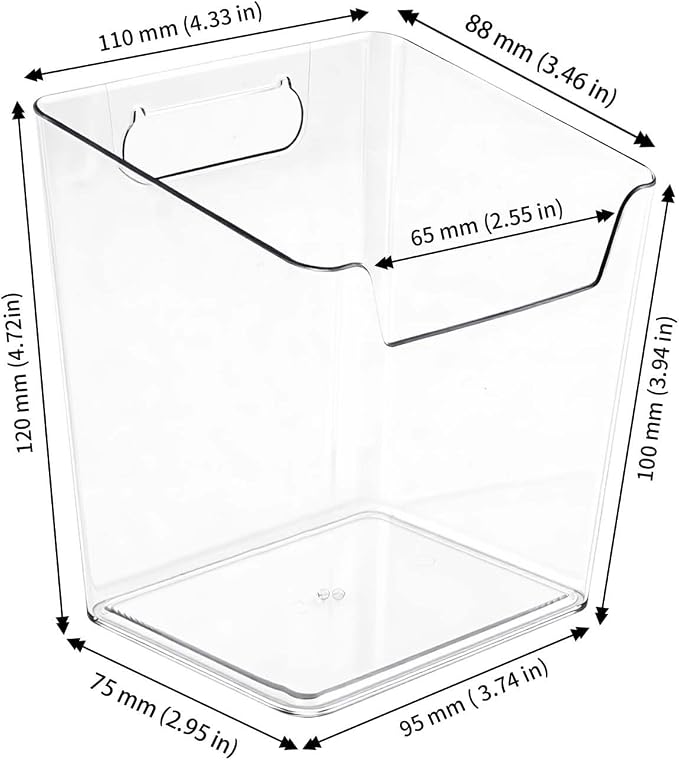 JAPCHET 8 PCS Adhesive Wall Storage Bins, Clear Cabinet Door Organizer, Acrylic Wall Mount Organizer Adhesive Hanging Bin for Wall, Refrigerator, Cabinet, Kitchen, Bathroom, Countertops - Image 2