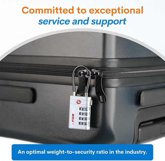 Forge TSA Approved Luggage Locks 4 Digit Combination TSA Travel Locks with TSA008, Open Alert Indicator, Zinc Alloy Body for Luggage, Suitcase, Backpack, and More. 4 Locks. - Image 5
