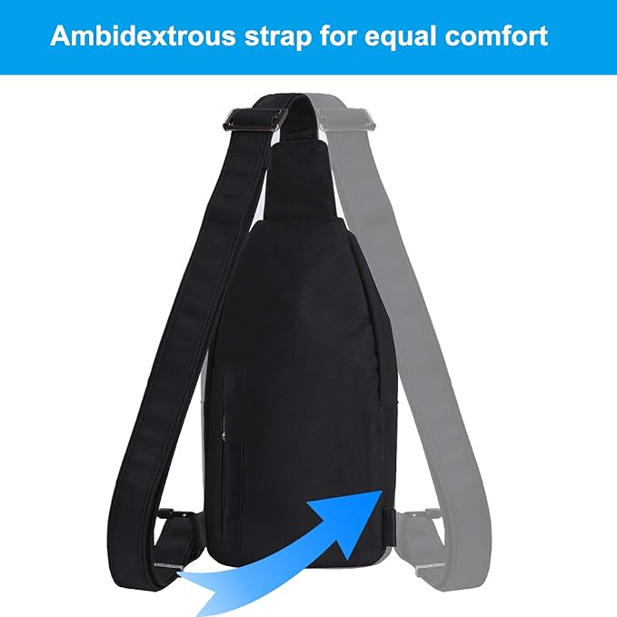 WATERFLY Small Crossbody Sling Backpack Anti Theft Backpack for Traveling Chest Bags for Men&Women Multipurpose Casual Daypack Hiking Shoulder Bag (Black) - Image 4
