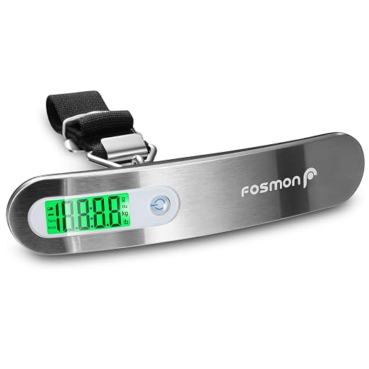 Fosmon Digital Luggage Scale, Backlight Baggage Scale, 2 Pack Silver | 110lbs Max Capacity, LCD Backlight Display, Tare Function, Stainless Steel Hanging Scale, Travel Baggage Essentials - Image 7