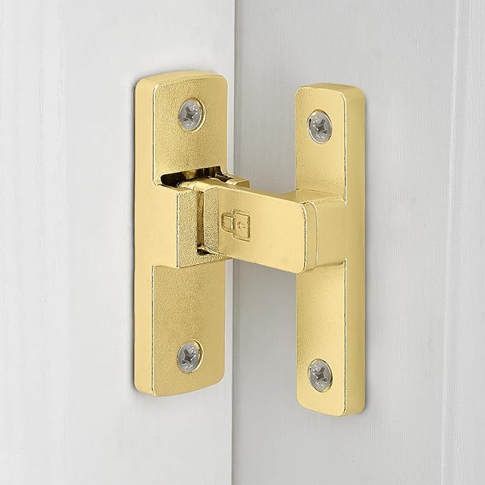 Gold 90 Degree Barn Door Lock ，Right Angle Door Lock Latch | Zinc Alloy Flip Gate Latches,for bedroom,garage,balcony,barn,sliding door,bathroom,window,cabinet,drawer,pet enclosures by INIRET