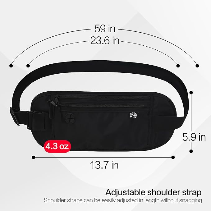 TRAVELSAFE Slim RFID Blocking Money Belt for Travel - Anti-Theft Hidden Passport Holder Waist Wallet with Secure Pouch for Cash, Credit Cards & Phone Safe (B - Navy Blue) - Image 3