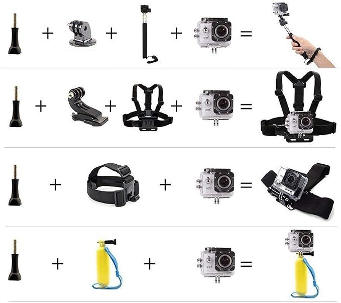 Universal Action Camera Accessories Bundle Head Chest Strap Mount/Selfie Stick/Floating Hand Grip Compatible with Dragon Touch/AKASO EK7000 Brave 4 5 6 7 LE V50X/GoPro Hero 13 12 11 10 9 8 7 - Image 7