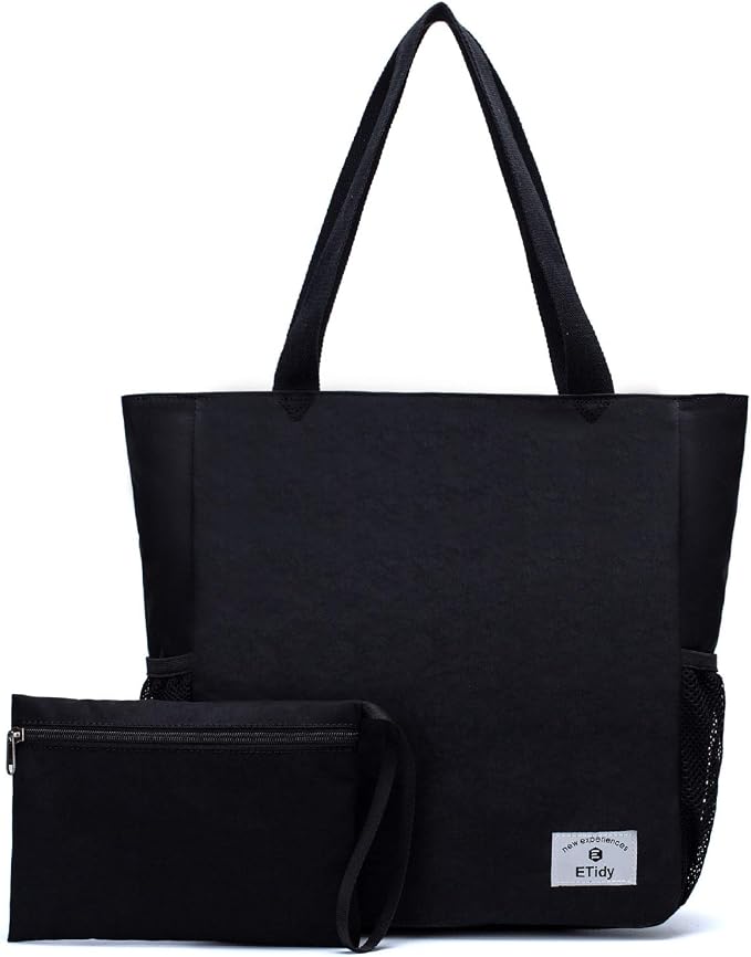ETidy Large Capacity Foldable Tote Bag With Zipper | Water-resistant, Lightweight, Sandproof, Beach Bag, Gym Bag, Travel Shopping Bag by ETidy