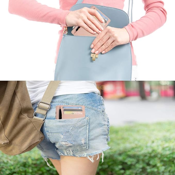 GH GOLD HORSE Slim RFID Blocking Card Holder Minimalist Leather Front Pocket Wallet for Women | Slim - Image 7
