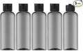 LISAPACK 3.4 oz Travel Bottles for Toiletries, Plastic Shampoo Containers | 5pcs small size dispenser, squeeze tubes, leak proof, small empty for liquid, lotion, conditioner, soap, 100 ml, TSA, black by Lisapack