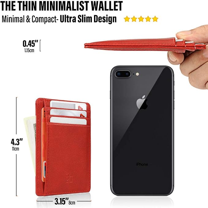 GH GOLD HORSE Slim RFID Blocking Card Holder Minimalist Leather Front Pocket Wallet for Women | Slim - Image 4