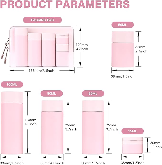Travel Bottles for Toiletries, 5 Pack Travel Size Containers, TSA Approved Leak Proof - Silicone Toiletry Containers with Clear Bag for Shampoo, Conditioner & Lotion, Travel Essentials - Image 7